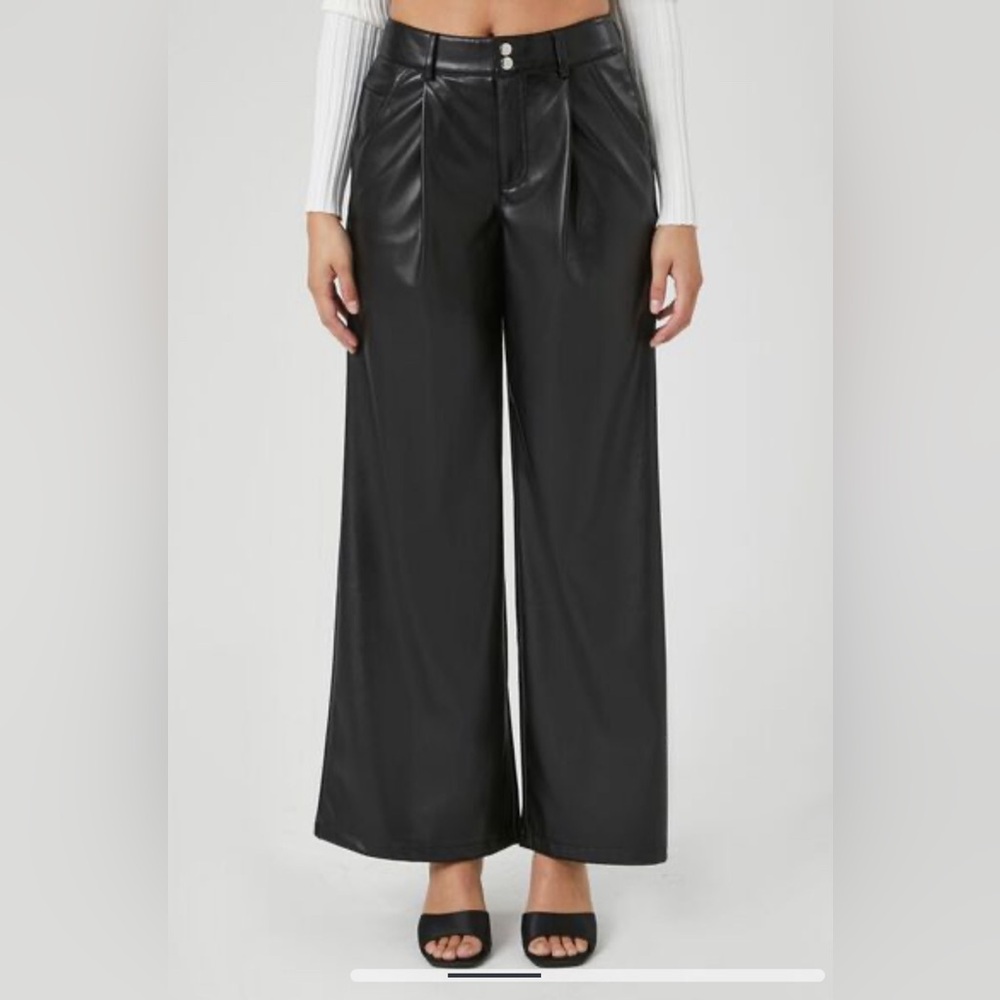 Forever 21 Faux Leather Wide Leg Pants